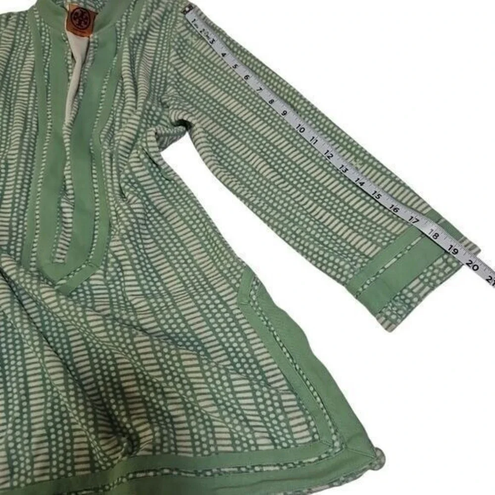 Tory Burch Mint Green Geometric Print Tunic Top 100% Cotton‎ Beach Cover Up XS